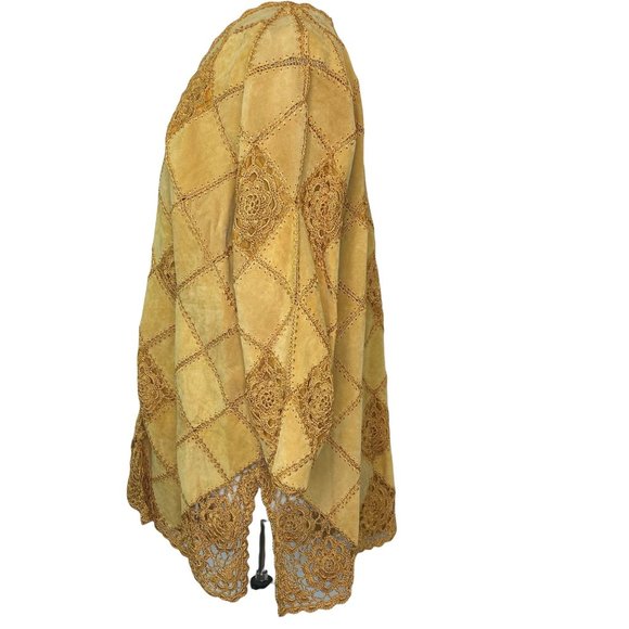 CBO New York Vintage Leather Embroidered Jacket Size 3X Camel Brown Coat Womens - Picture 2 of 8